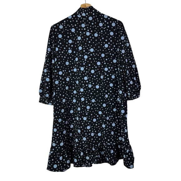 Who What Wear Black & Blue Polka Dot Ruffle Mini Dress L - Picture 3 of 4